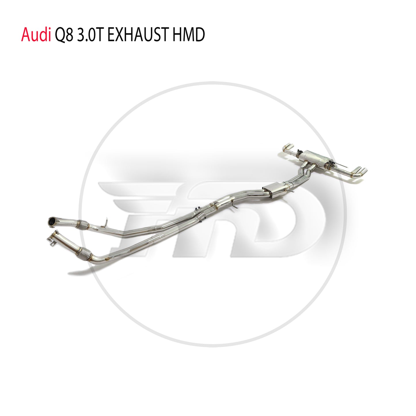 Stainless Steel Exhaust System Performance Catback With Middle Pipe For Audi Q8 2019-2023 3.0T Electronic Valve Muffler