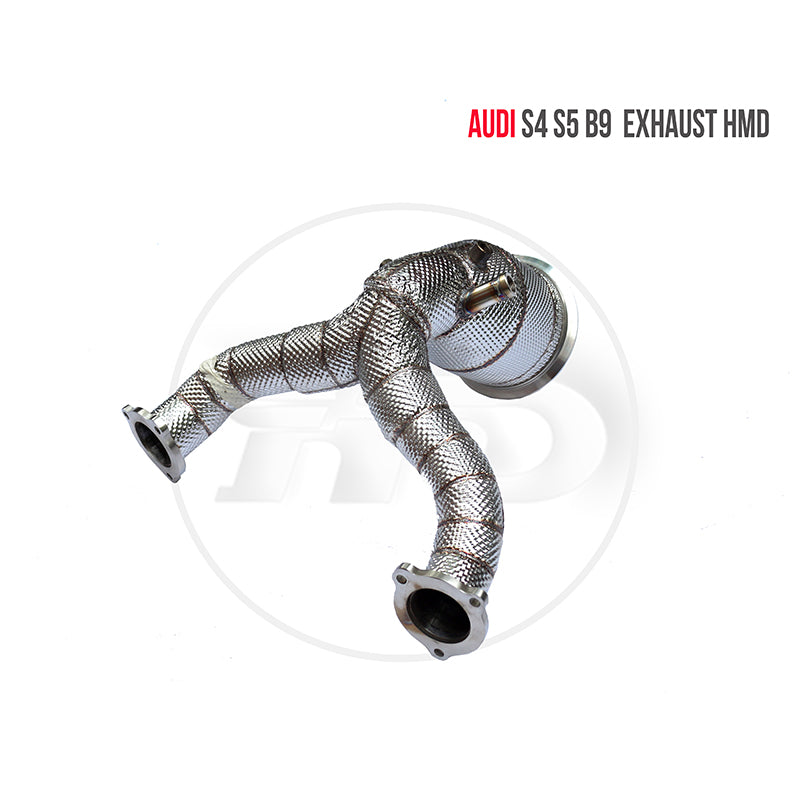 For Audi S4 S5 B9 3.0T Exhaust Downpipe stainless steel Downpipe with catalytic converter