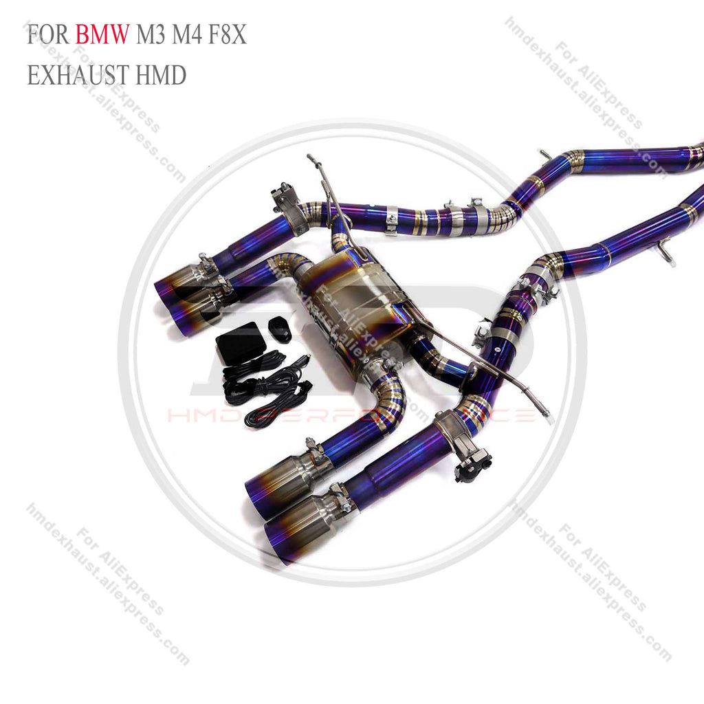 BMW M3 M4 F8X Catback Titanium Valved Sport Exhaust System Twisted‑pipe mid‑section