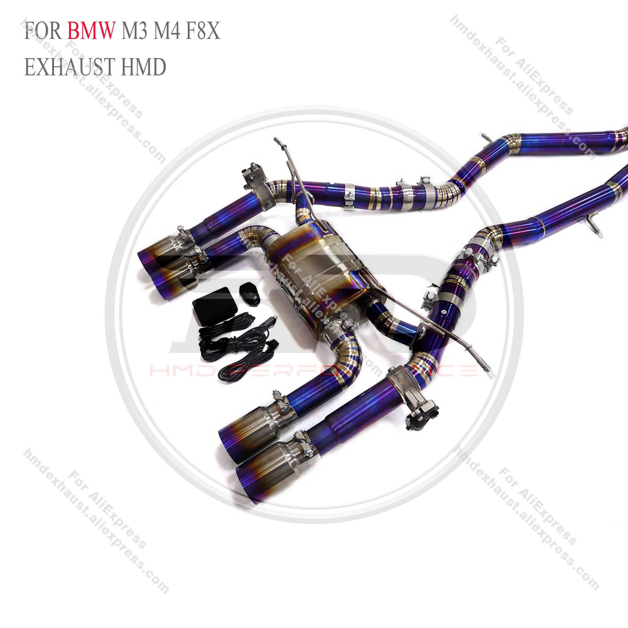 BMW M3 M4 F8X Catback Titanium Valved Sport Exhaust System Twisted‑pipe mid‑section