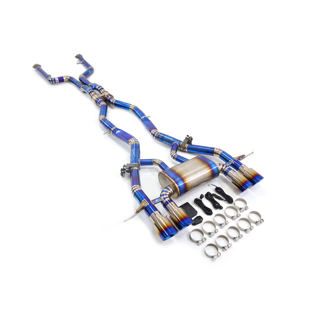BMW M3 M4 G80 G82 Titanium Blue Heat Treated Cat Back Exhaust System Regular Style