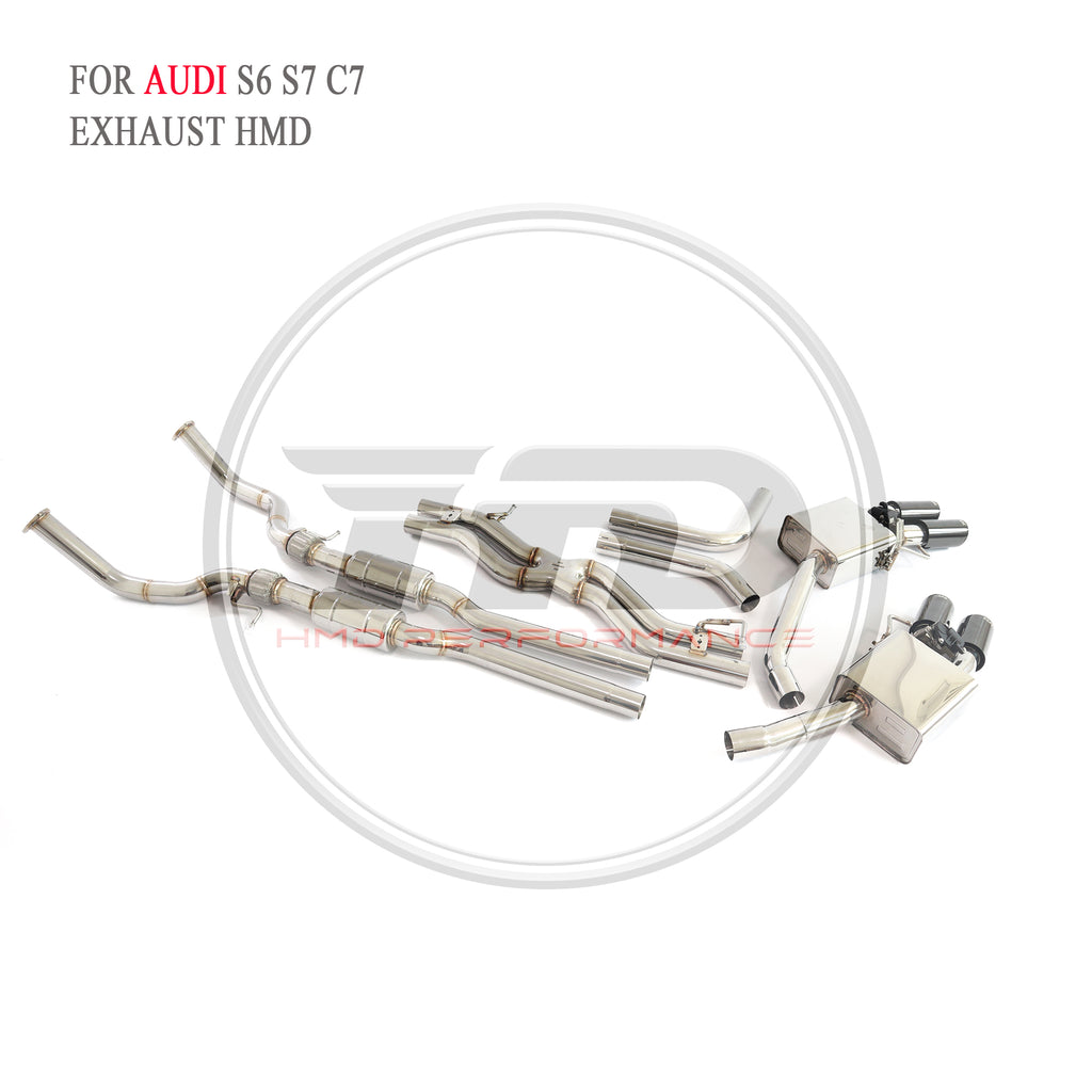 Audi S6 S7 C7 catback add Resonator Tube sus304 Valved Sport Exhaust System