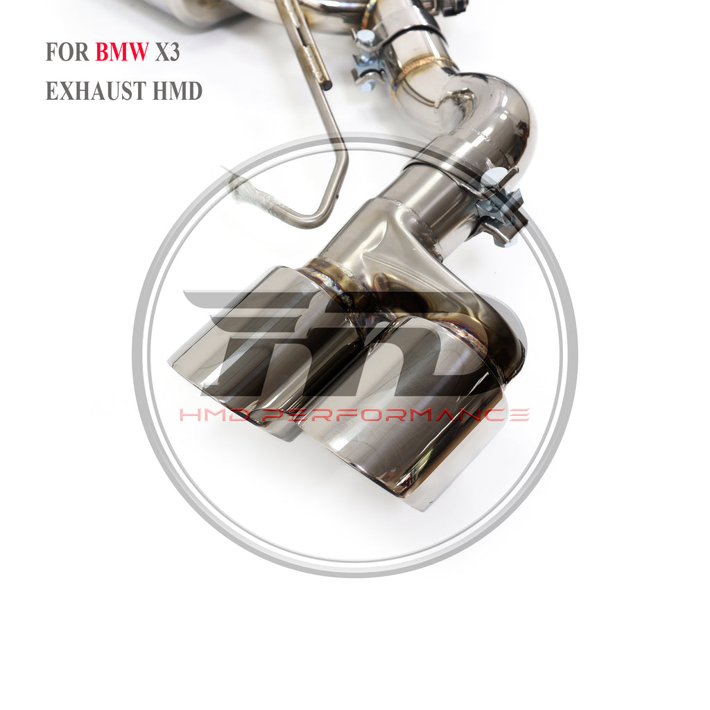For BMW X3 G01 G08 X3‑M Style Quad Tips Catback Exhaust System 304 Stainless Steel Valved Muffler