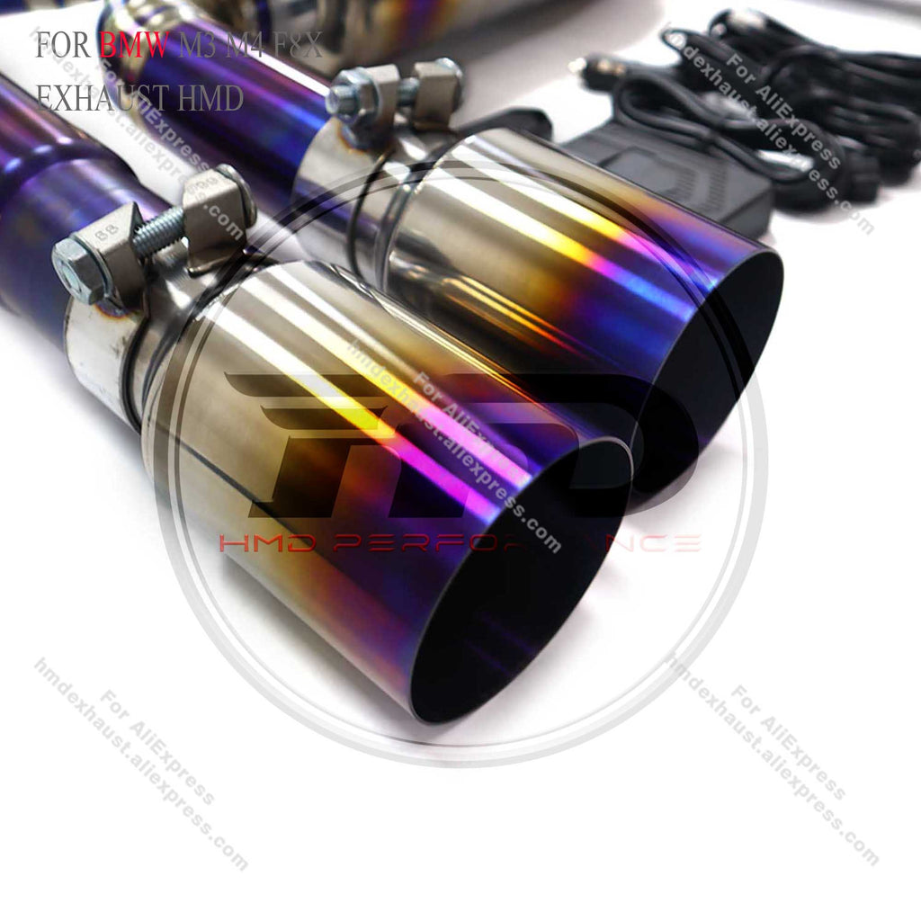 BMW M3 M4 F8X Catback Titanium Valved Sport Exhaust System Twisted‑pipe mid‑section