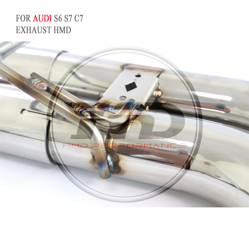 Audi S6 S7 C7 catback add Resonator Tube sus304 Valved Sport Exhaust System