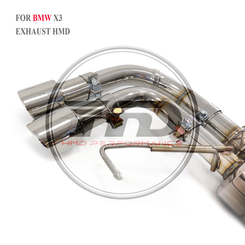 For BMW X3 G01 G08 X3‑M Style Quad Tips Catback Exhaust System 304 Stainless Steel Valved Muffler