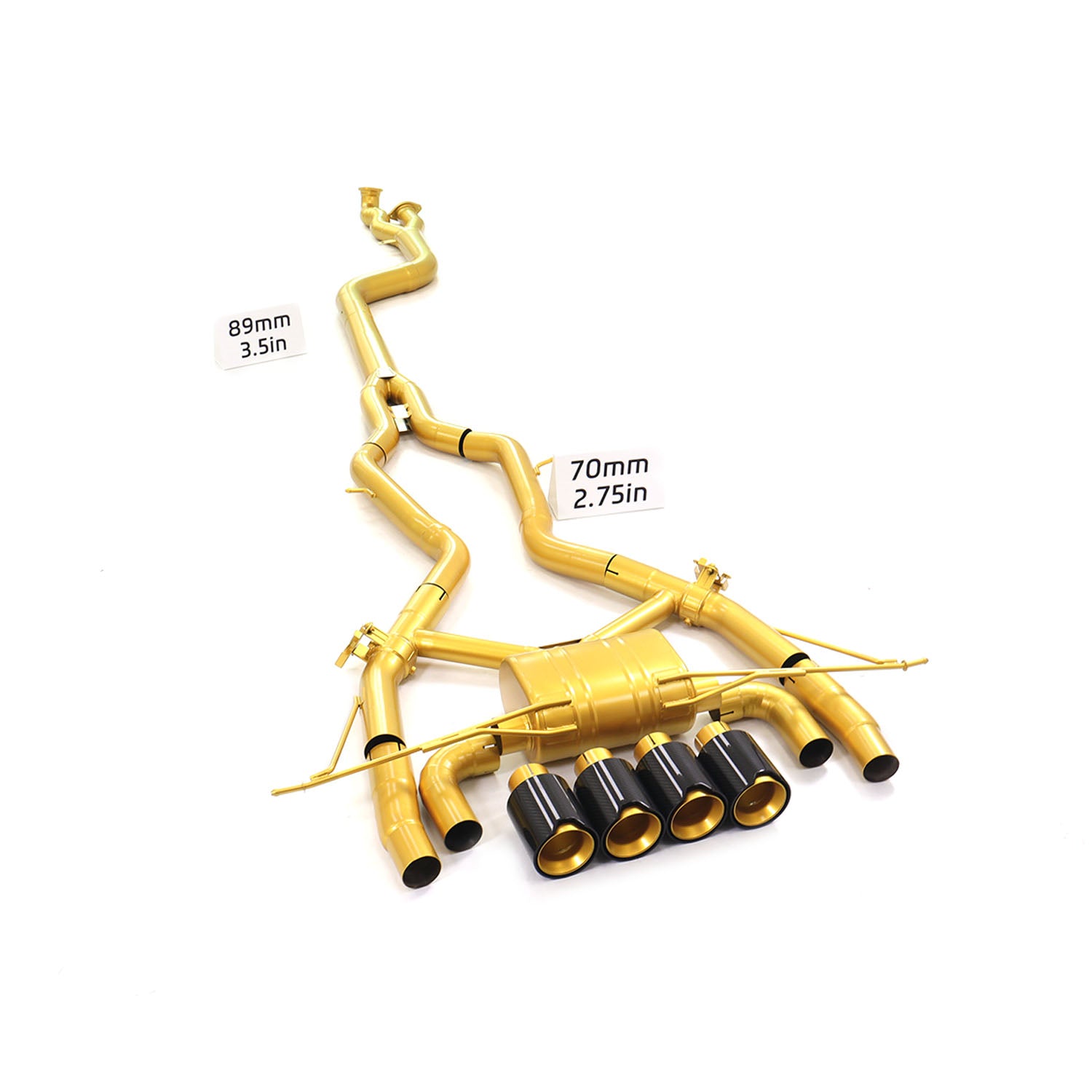 Gold Ceramic Coated Titanium Valved Catback Exhaust With Single Mid Pipe For BMW M3 M4 G8X