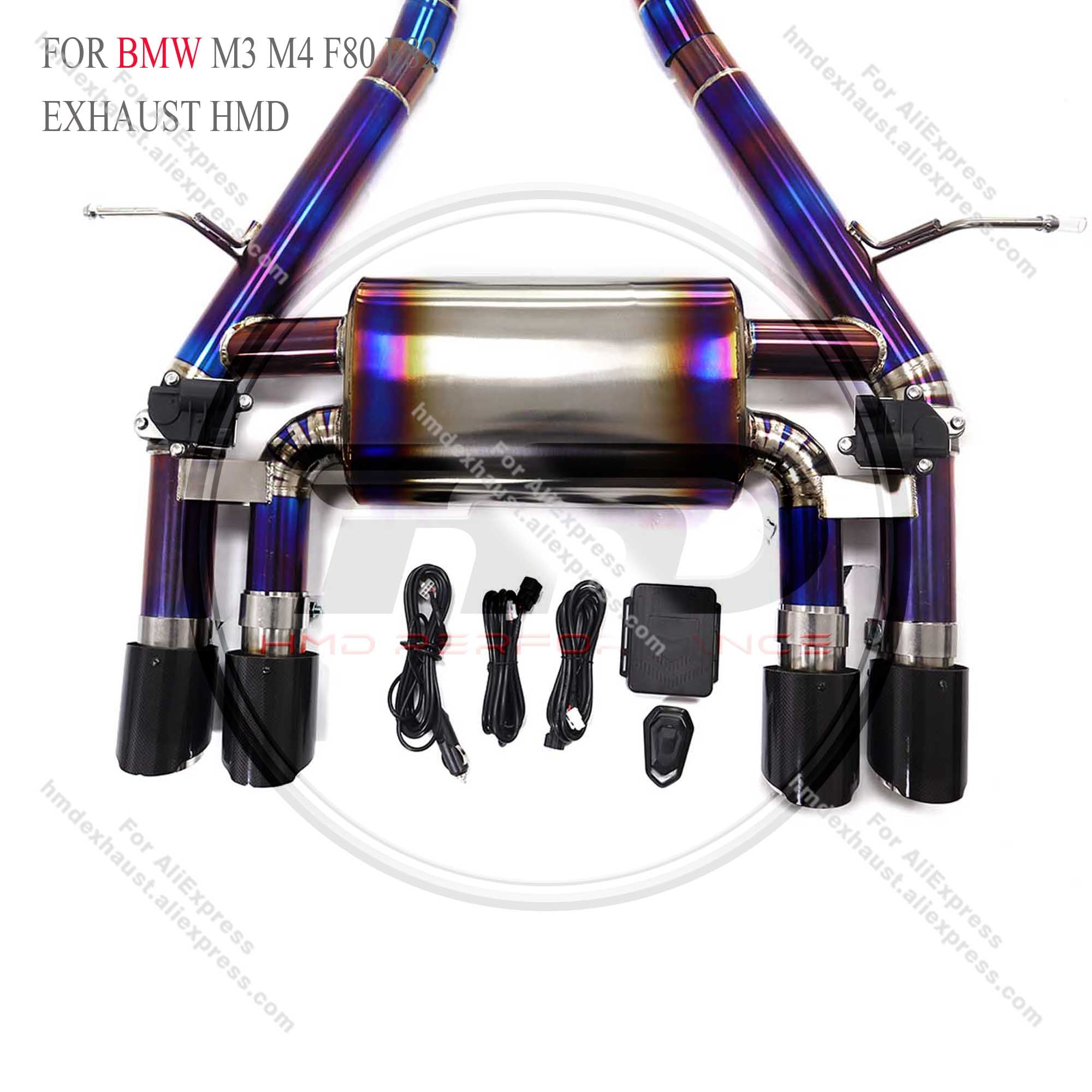BMW M3 M4 F80 F82 Catback Titanium Valved Sport Exhaust System Single‑tube resonant pipe