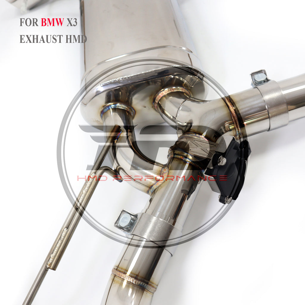 For BMW X3 G01 G08 X3‑M Style Quad Tips Catback Exhaust System 304 Stainless Steel Valved Muffler