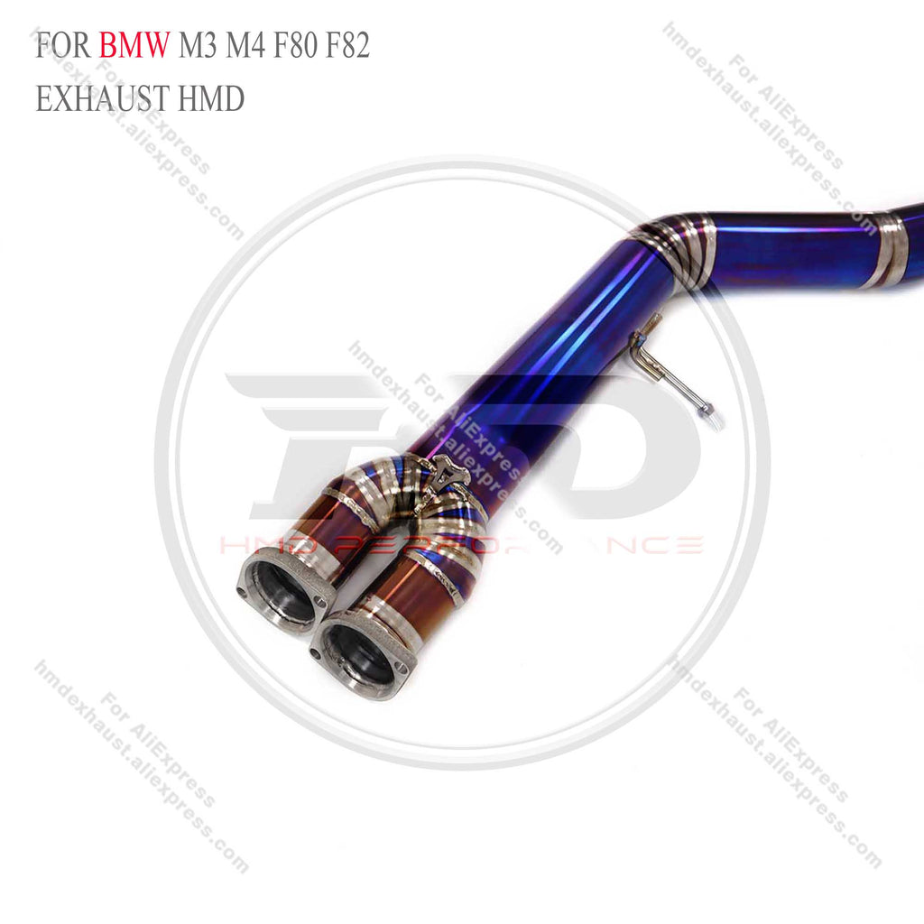 BMW M3 M4 F80 F82 Catback Titanium Valved Sport Exhaust System Single‑tube resonant pipe