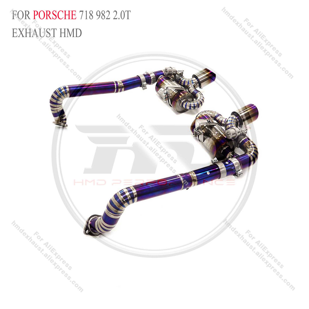 Titanium Catback Exhaust for Porsche 718 Fits GT4 Style Rear Diffuser