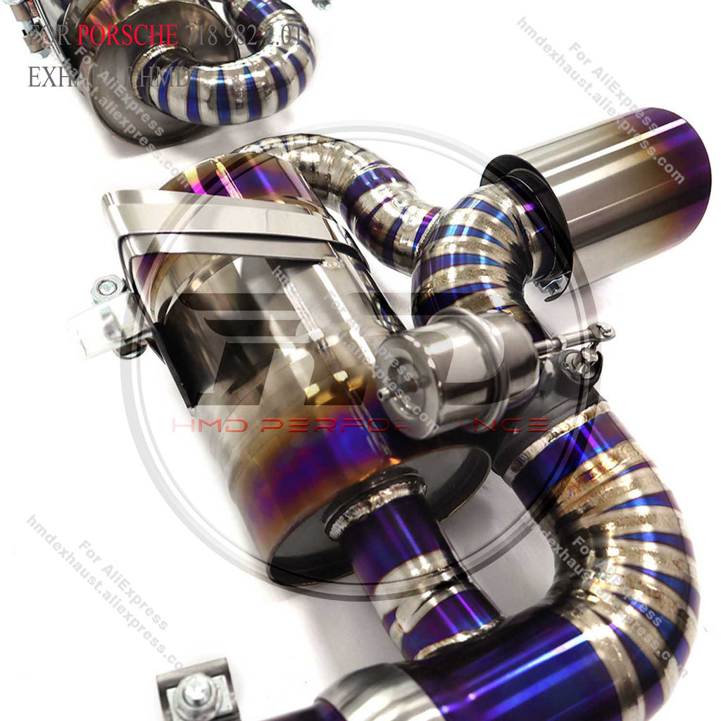 Titanium Catback Exhaust for Porsche 718 Fits GT4 Style Rear Diffuser