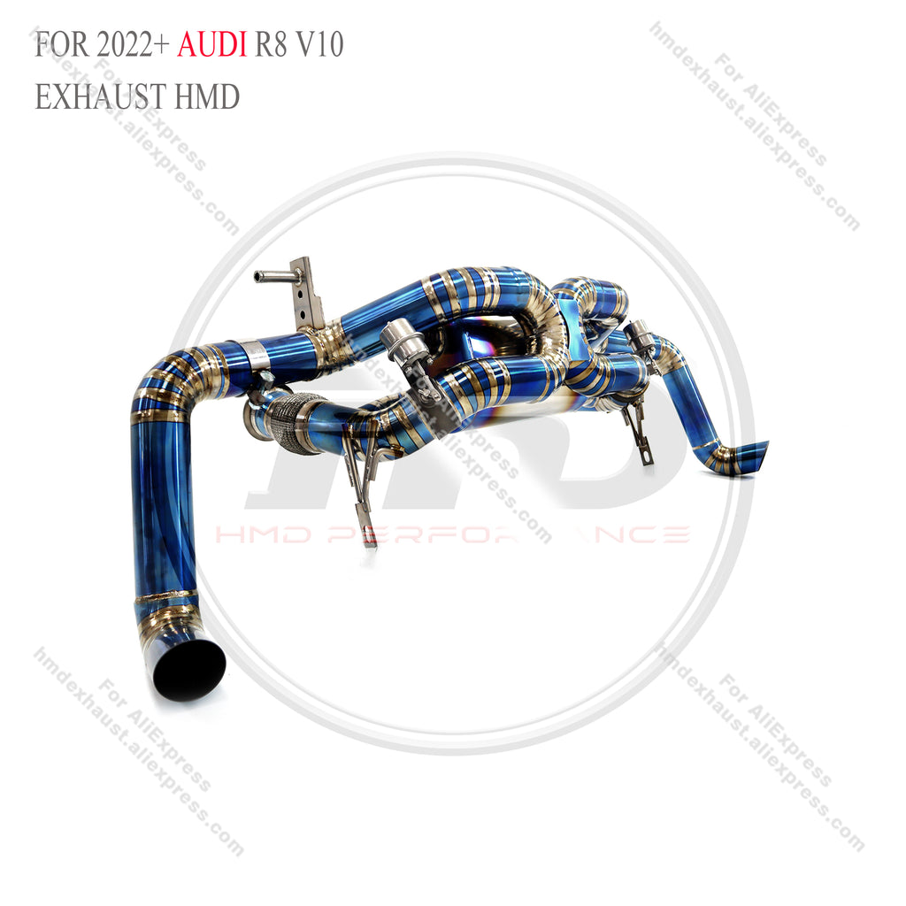 2022+ Audi R8 V10 catback OPF Delete Pipe Titanium Valved Sport Exhaust System 3in