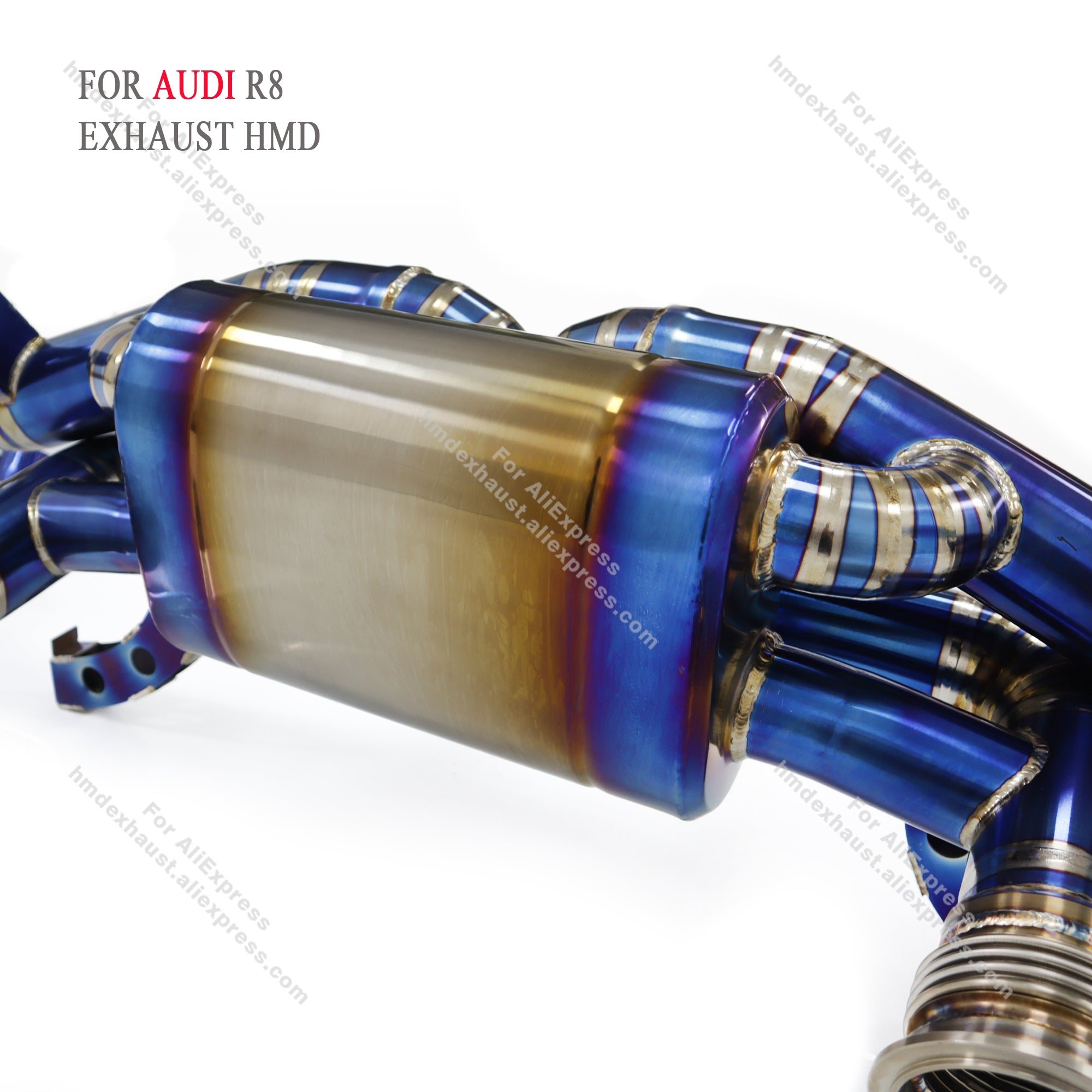 Audi R8 V10 5.2L catback with X pipe Titanium Valved Sport Exhaust System  3in
