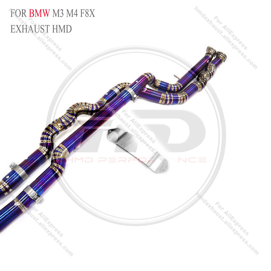 BMW M3 M4 F8X Catback Titanium Valved Sport Exhaust System Twisted‑pipe mid‑section