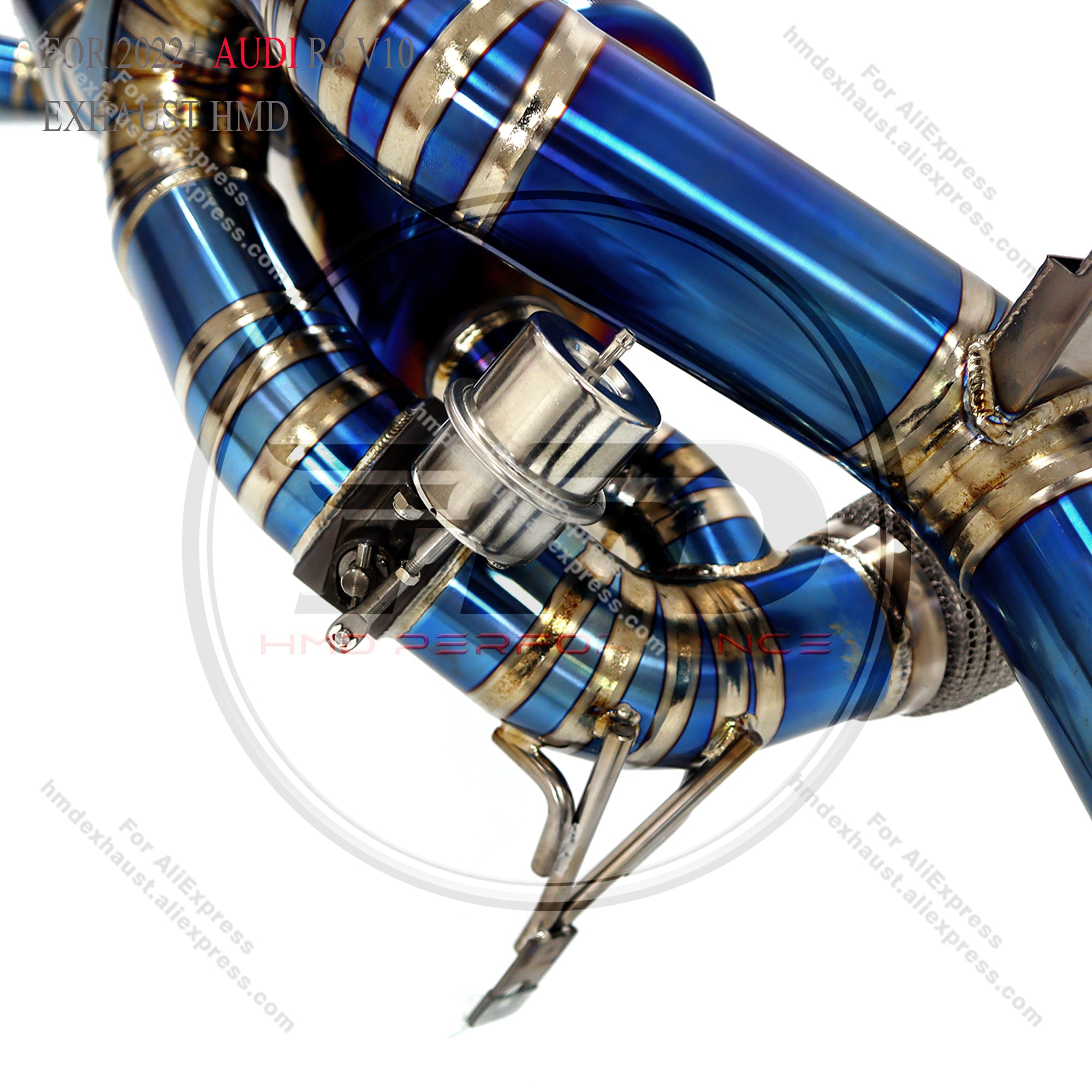 2022+ Audi R8 V10 catback OPF Delete Pipe Titanium Valved Sport Exhaust System 3in