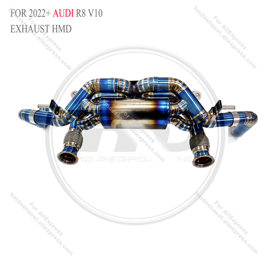 2022+ Audi R8 V10 catback OPF Delete Pipe Titanium Valved Sport Exhaust System 3in