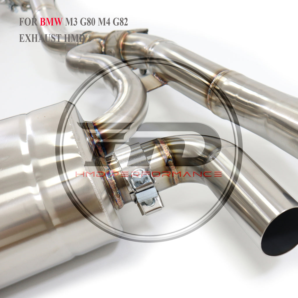 Stainless Steel Valve‑Equipped Mid‑Rear Exhaust System Single Mid Pipe For BMW M3 G80 / M4 G82