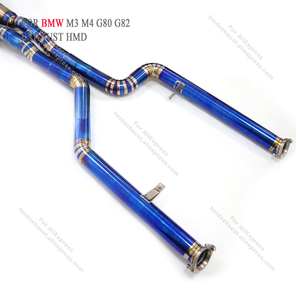 BMW M3 M4 G80 G82 Titanium Blue Heat Treated Cat Back Exhaust System Regular Style