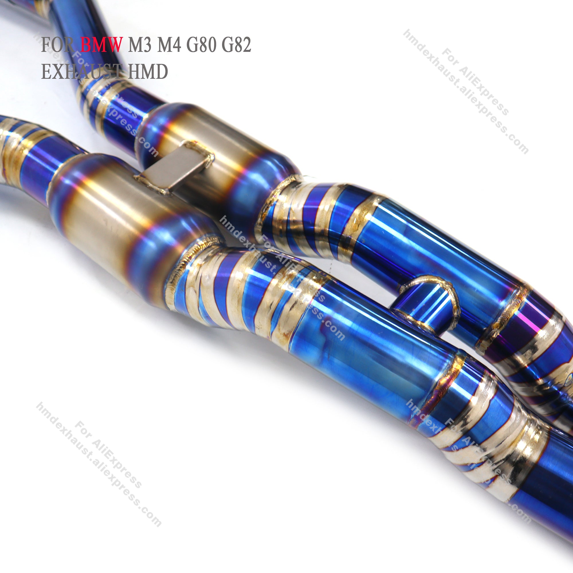 BMW M3 M4 G80 G82 Titanium Blue Heat Treated Cat Back Exhaust System Regular Style