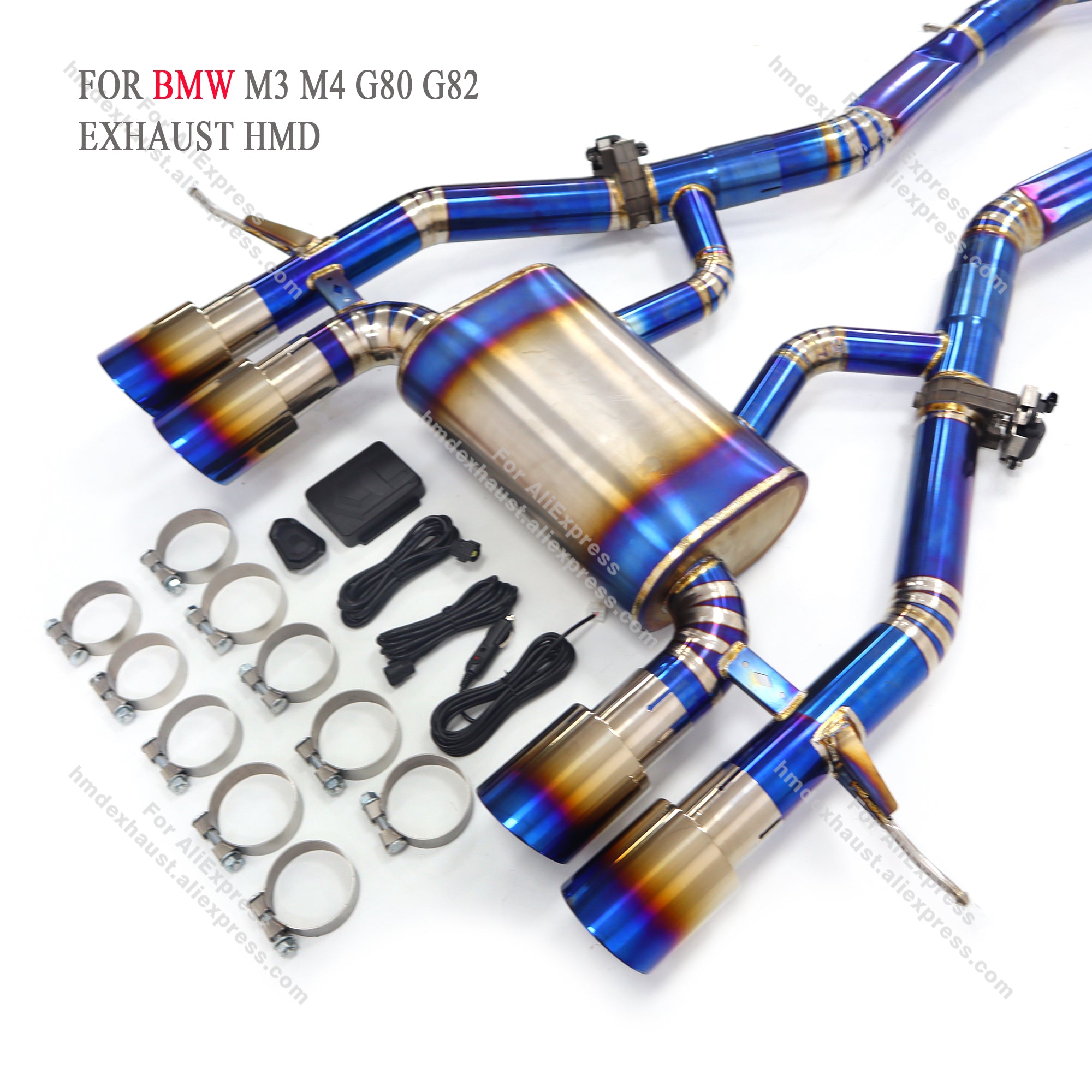 BMW M3 M4 G80 G82 Titanium Blue Heat Treated Cat Back Exhaust System Regular Style