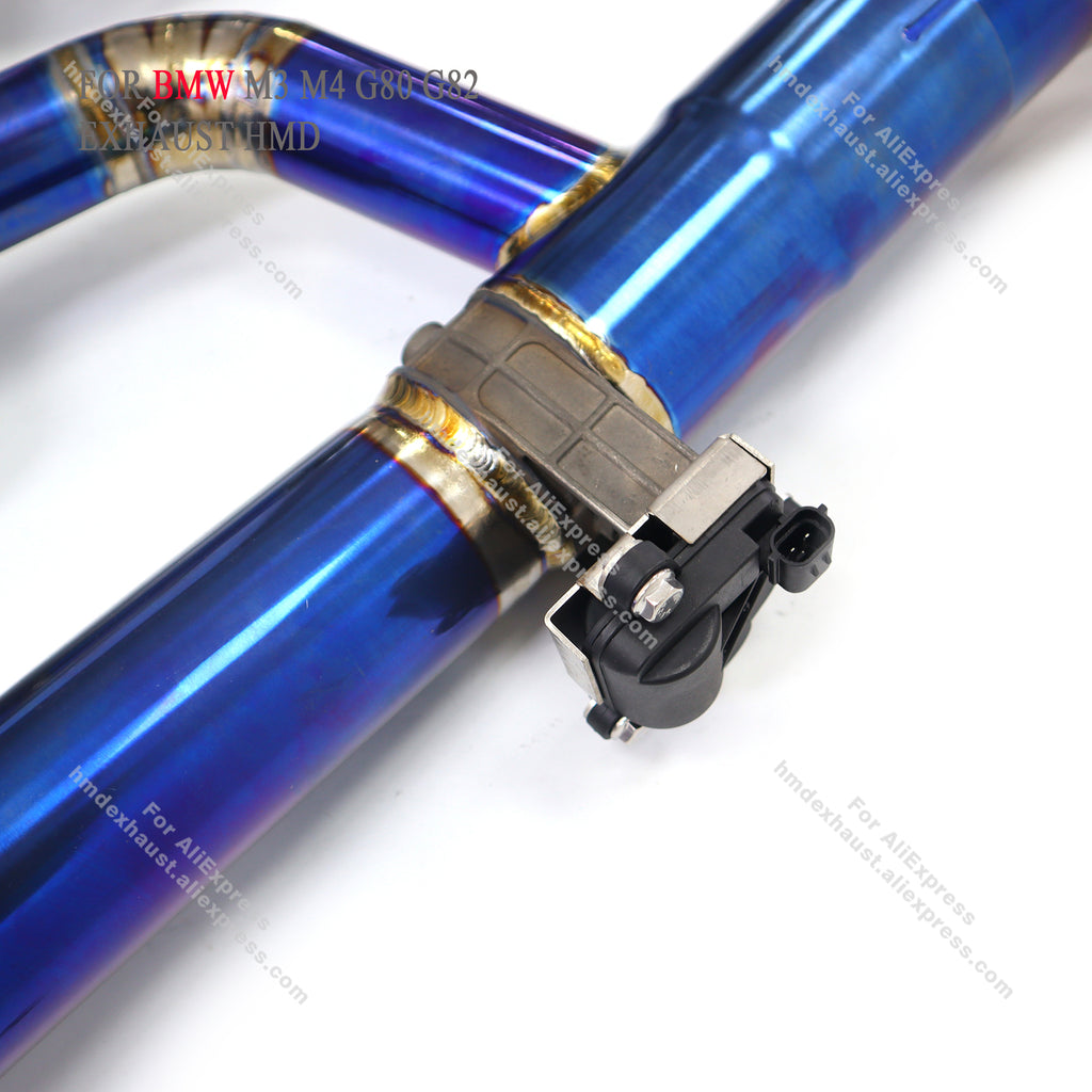 BMW M3 M4 G80 G82 Titanium Blue Heat Treated Cat Back Exhaust System Regular Style