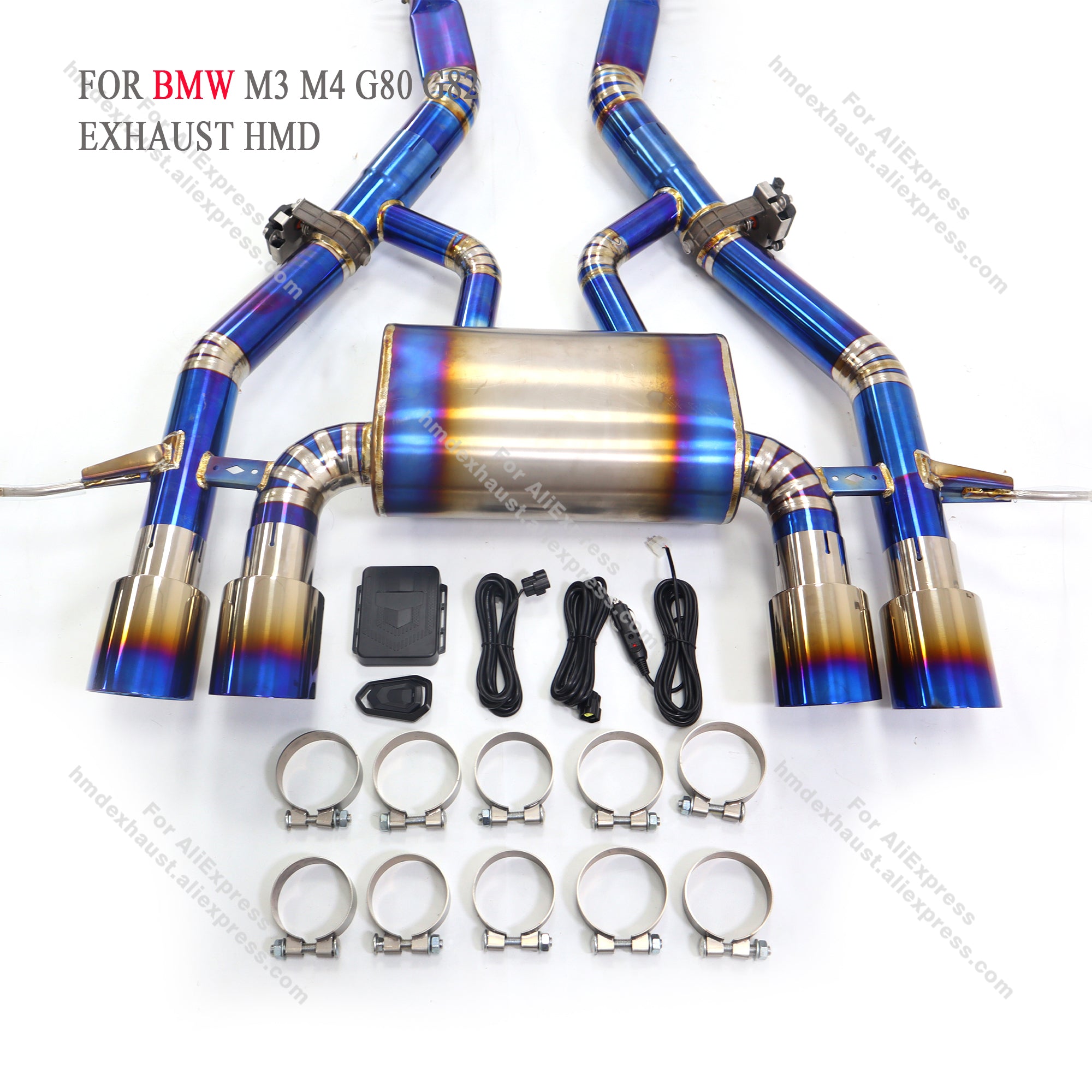 BMW M3 M4 G80 G82 Titanium Blue Heat Treated Cat Back Exhaust System Regular Style