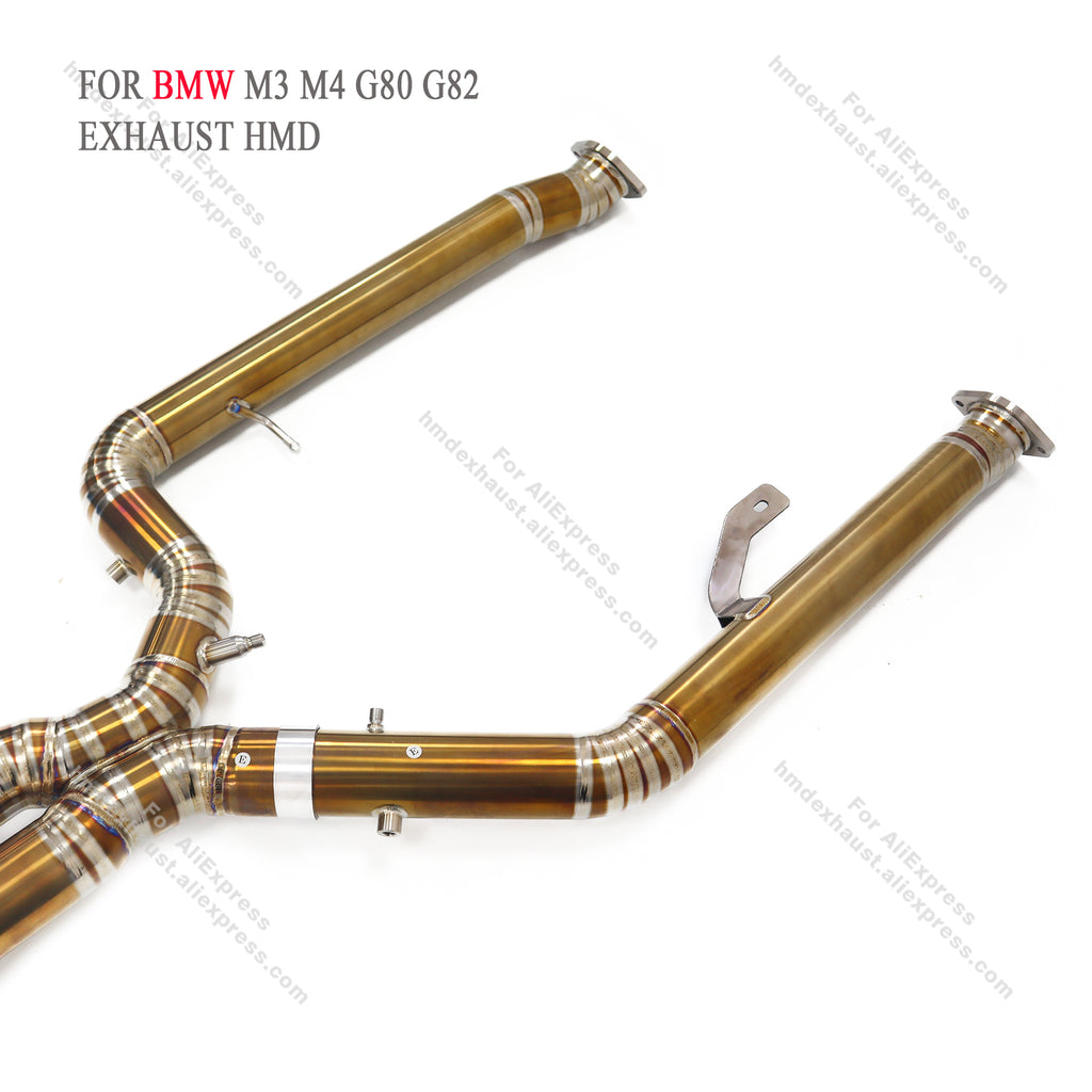 BMW M3 M4 G80 G82 Titanium Alloy Gold Finished CatBack Exhaust System Regular Style