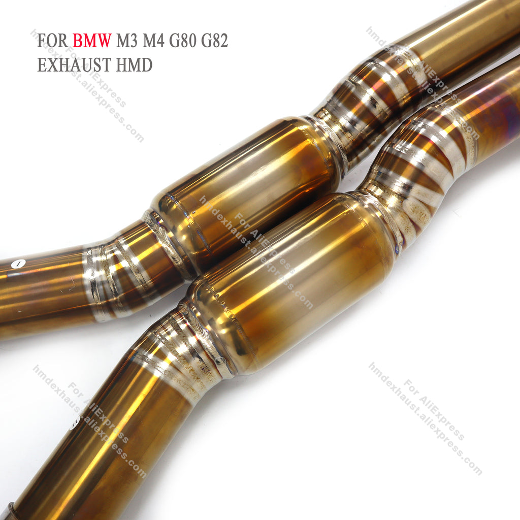 BMW M3 M4 G80 G82 Titanium Alloy Gold Finished CatBack Exhaust System Regular Style
