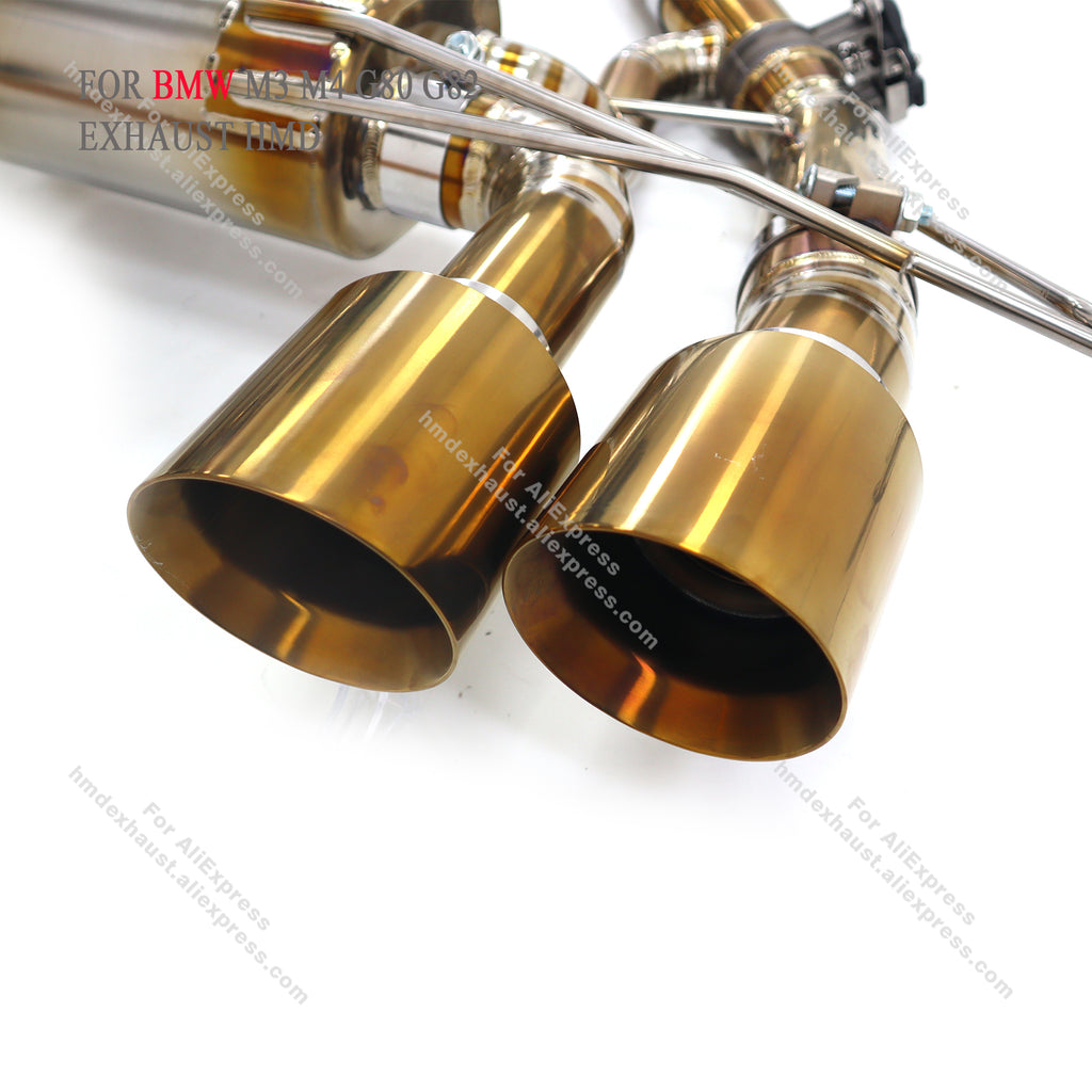 BMW M3 M4 G80 G82 Titanium Alloy Gold Finished CatBack Exhaust System Regular Style