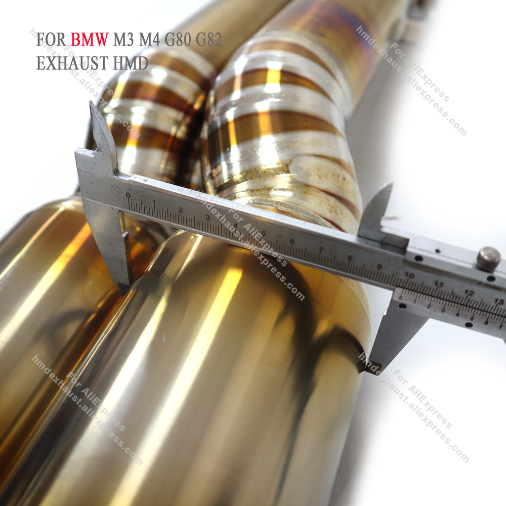 BMW M3 M4 G80 G82 Titanium Alloy Gold Finished CatBack Exhaust System Regular Style