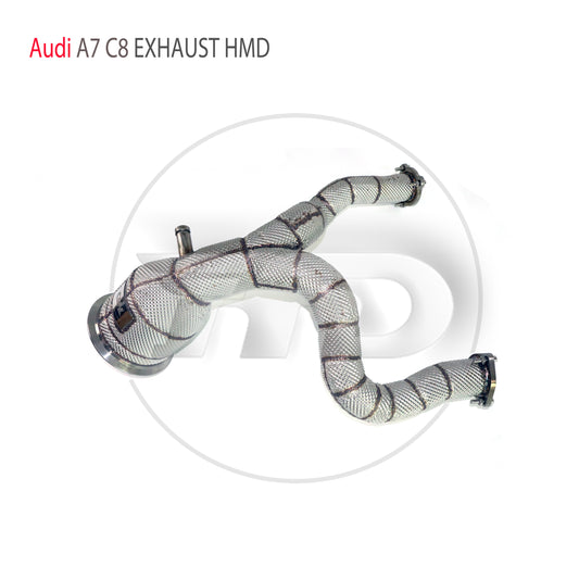 Car Performance Accessories With Catalytic Header For Audi A6 A7 C8 3.0T Exhaust System High Flow Downpipe