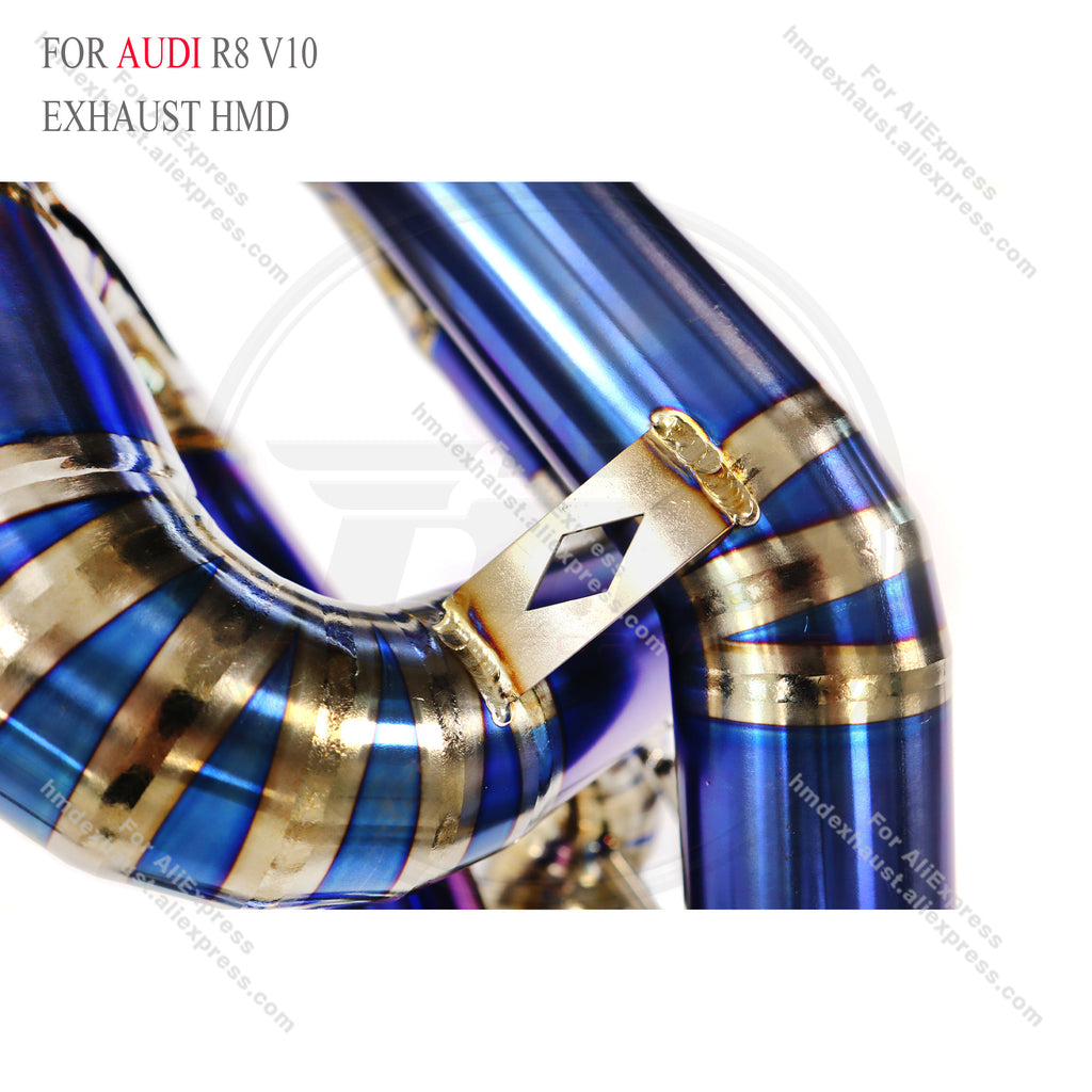 Audi R8 V10 Straight Catback Dual X-pipe Titanium Racing Grade Exhaust System 2.5in