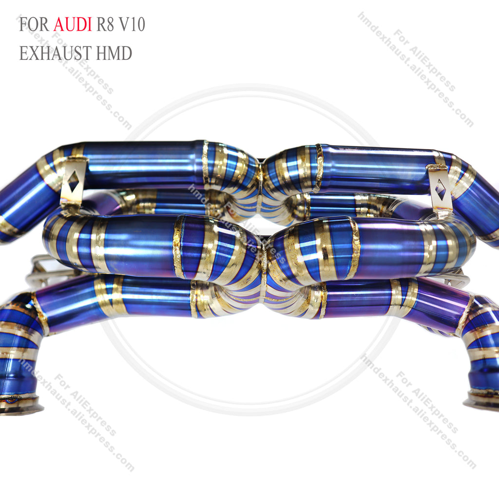 Audi R8 V10 Straight Catback Dual X-pipe Titanium Racing Grade Exhaust System 2.5in