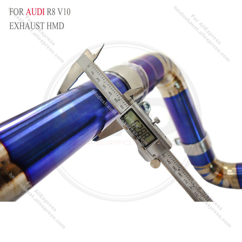 Audi R8 V10 Straight Catback Dual X-pipe Titanium Racing Grade Exhaust System 2.5in