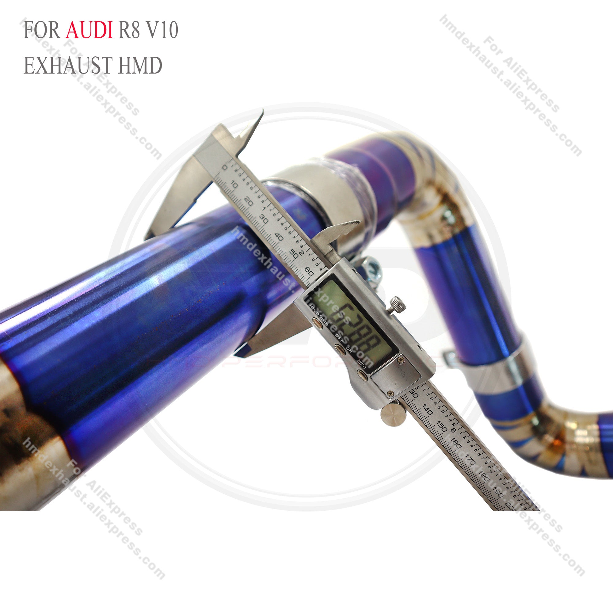 Audi R8 V10 Straight Catback Dual X-pipe Titanium Racing Grade Exhaust System 2.5in