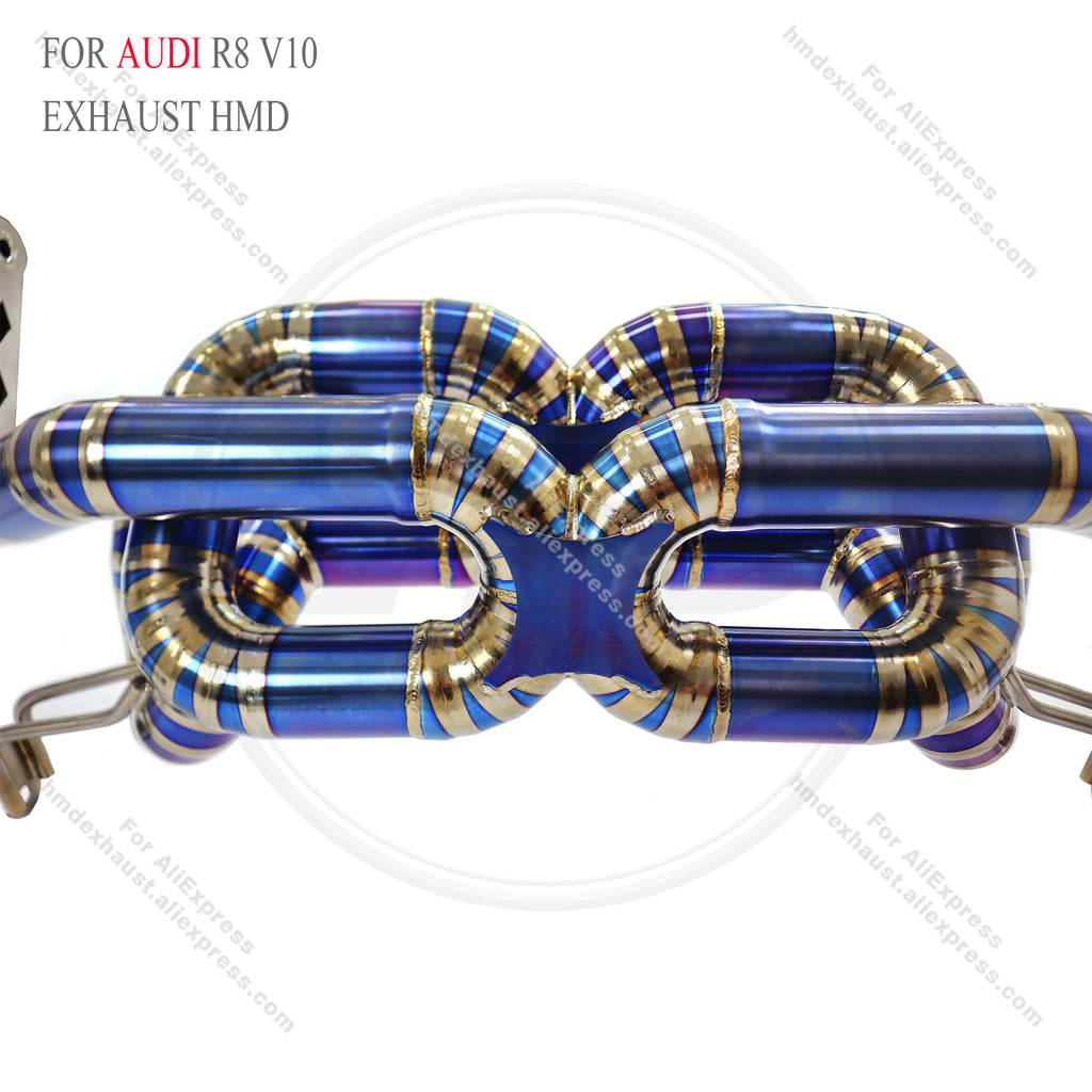 Audi R8 V10 Straight Catback Dual X-pipe Titanium Racing Grade Exhaust System 2.5in