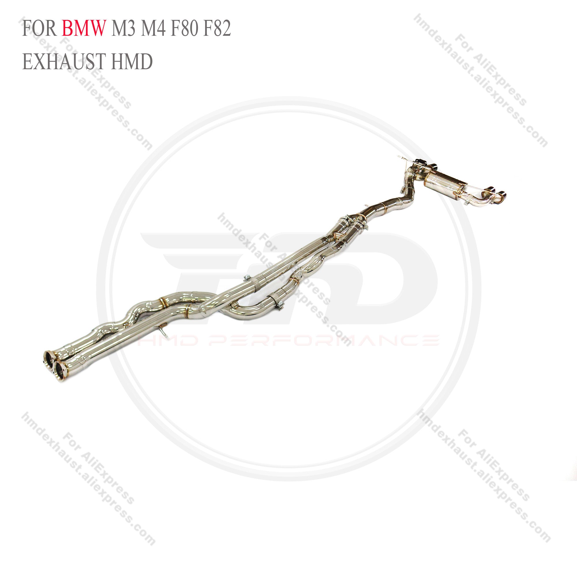 Stainless Steel Mid‑Rear Exhaust System With Twist Pipe Single Electronic Valve For BMW M3 F80 / M4 F82