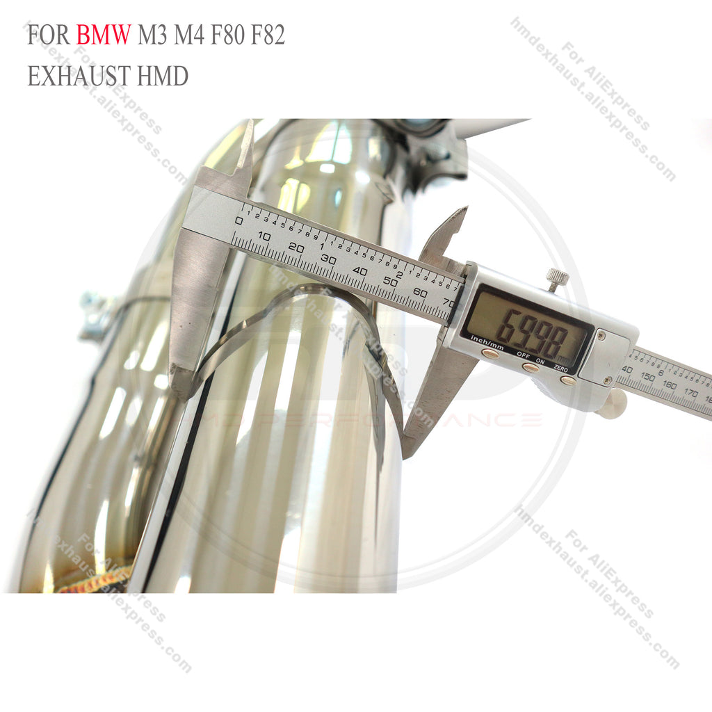 Stainless Steel Mid‑Rear Exhaust System With Twist Pipe Single Electronic Valve For BMW M3 F80 / M4 F82