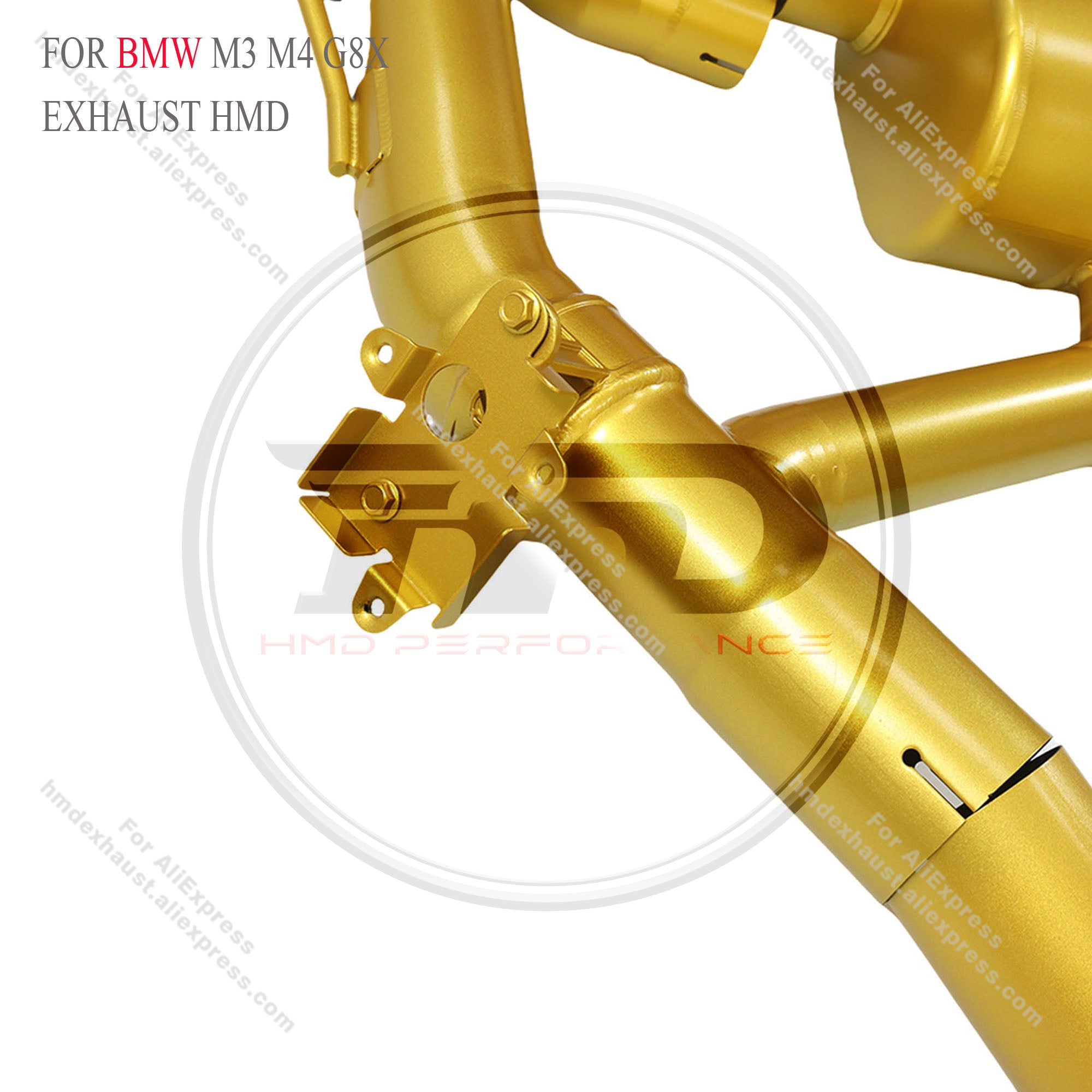 Gold Ceramic Coated Titanium Valved Catback Exhaust With Single Mid Pipe For BMW M3 M4 G8X
