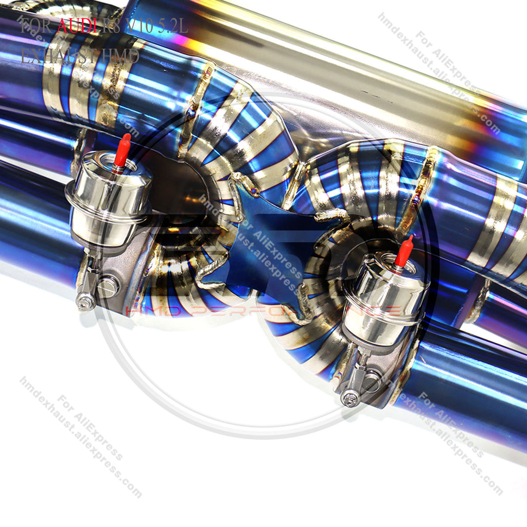 Audi R8 V10 5.2L Catback with X pipe Titanium Valved Sport Exhaust System  Dual‑side single outlet