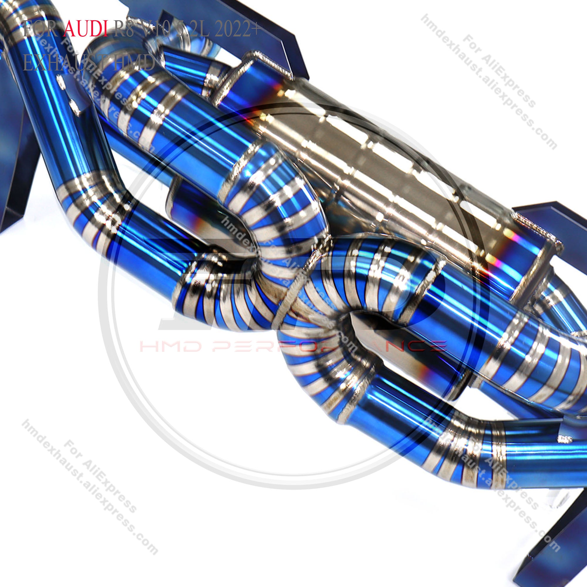 Audi R8 V10 5.2L 2022+ Catback For North American Version Titanium Valved Sport Exhaust System Style 2