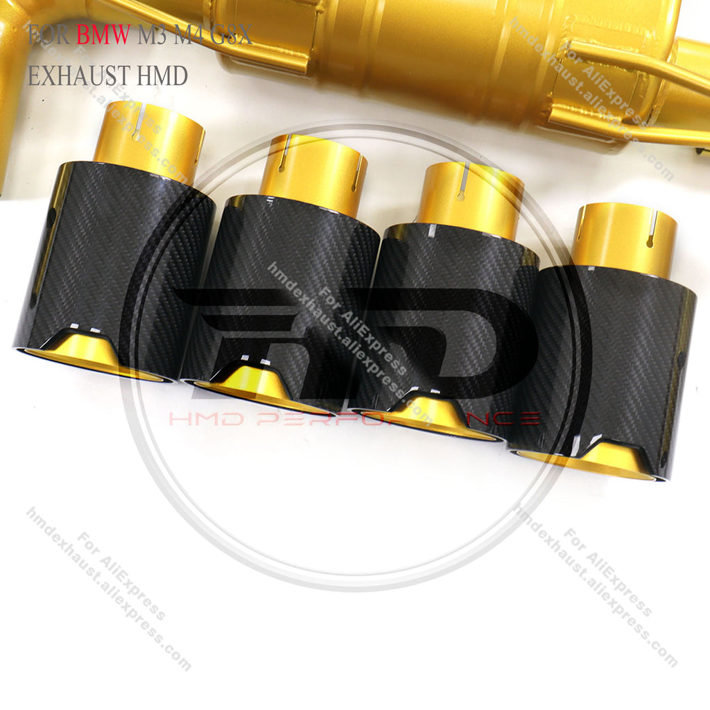 Gold Ceramic Coated Titanium Valved Catback Exhaust With Single Mid Pipe For BMW M3 M4 G8X