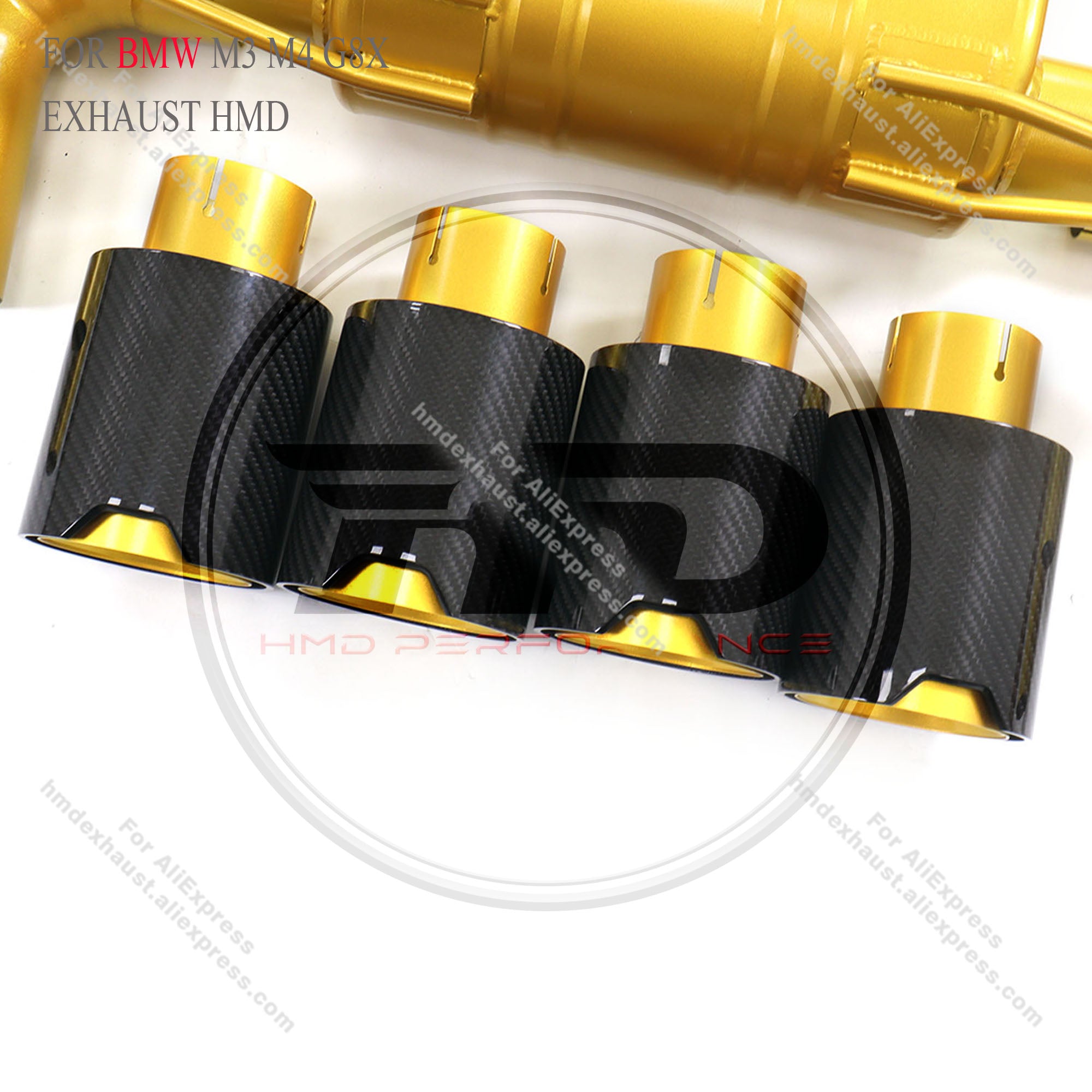 Gold Ceramic Coated Titanium Valved Catback Exhaust With Single Mid Pipe For BMW M3 M4 G8X