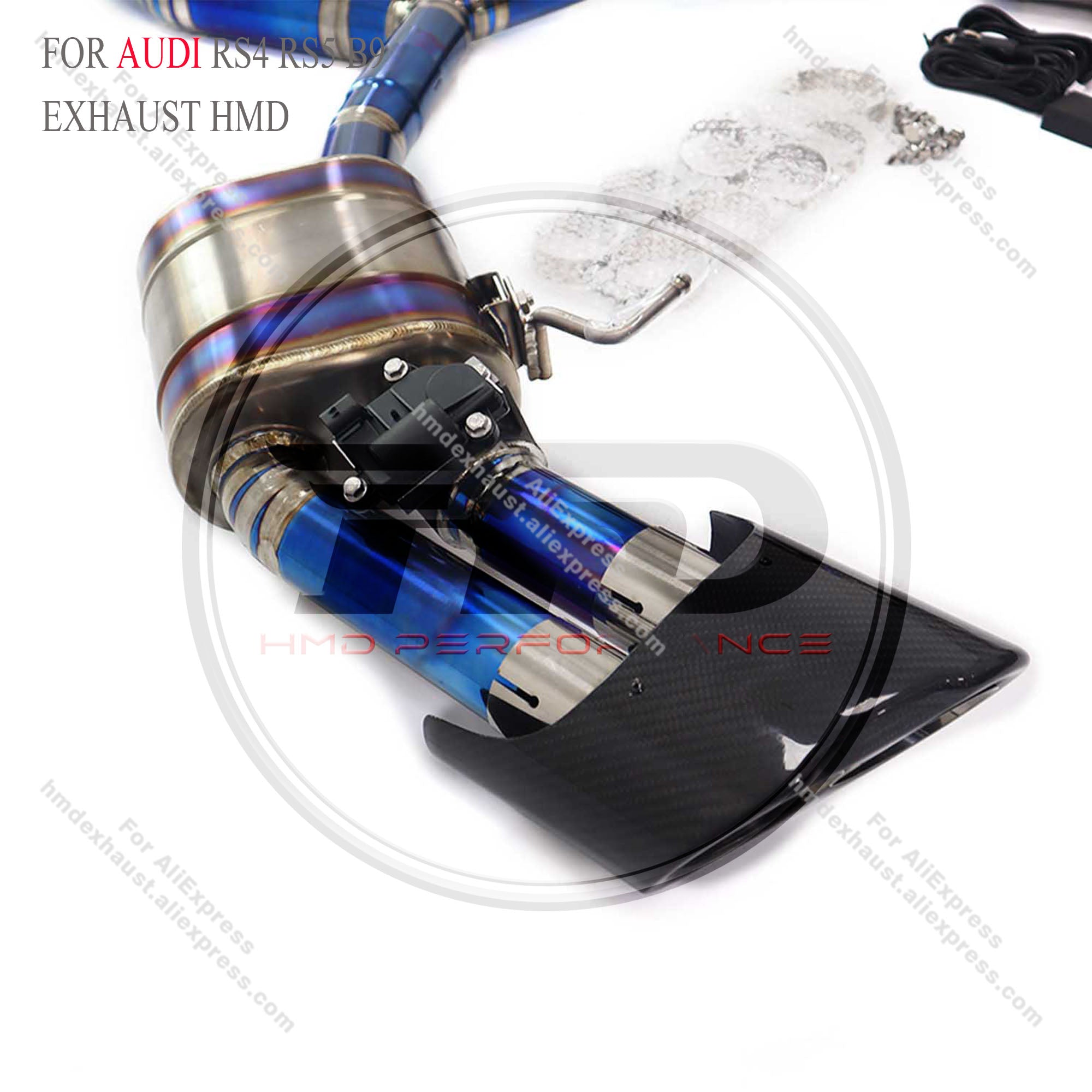 AUDI RS4 RS5 B9 catback add Resonator Tube Titanium Valved Sport Exhaust System