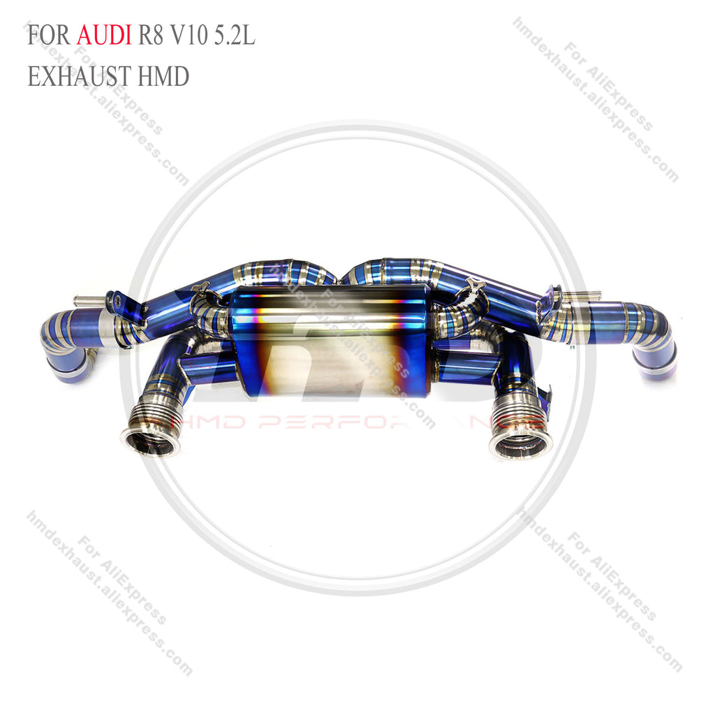 Audi R8 V10 5.2L Catback with X pipe Titanium Valved Sport Exhaust System  Dual‑side single outlet