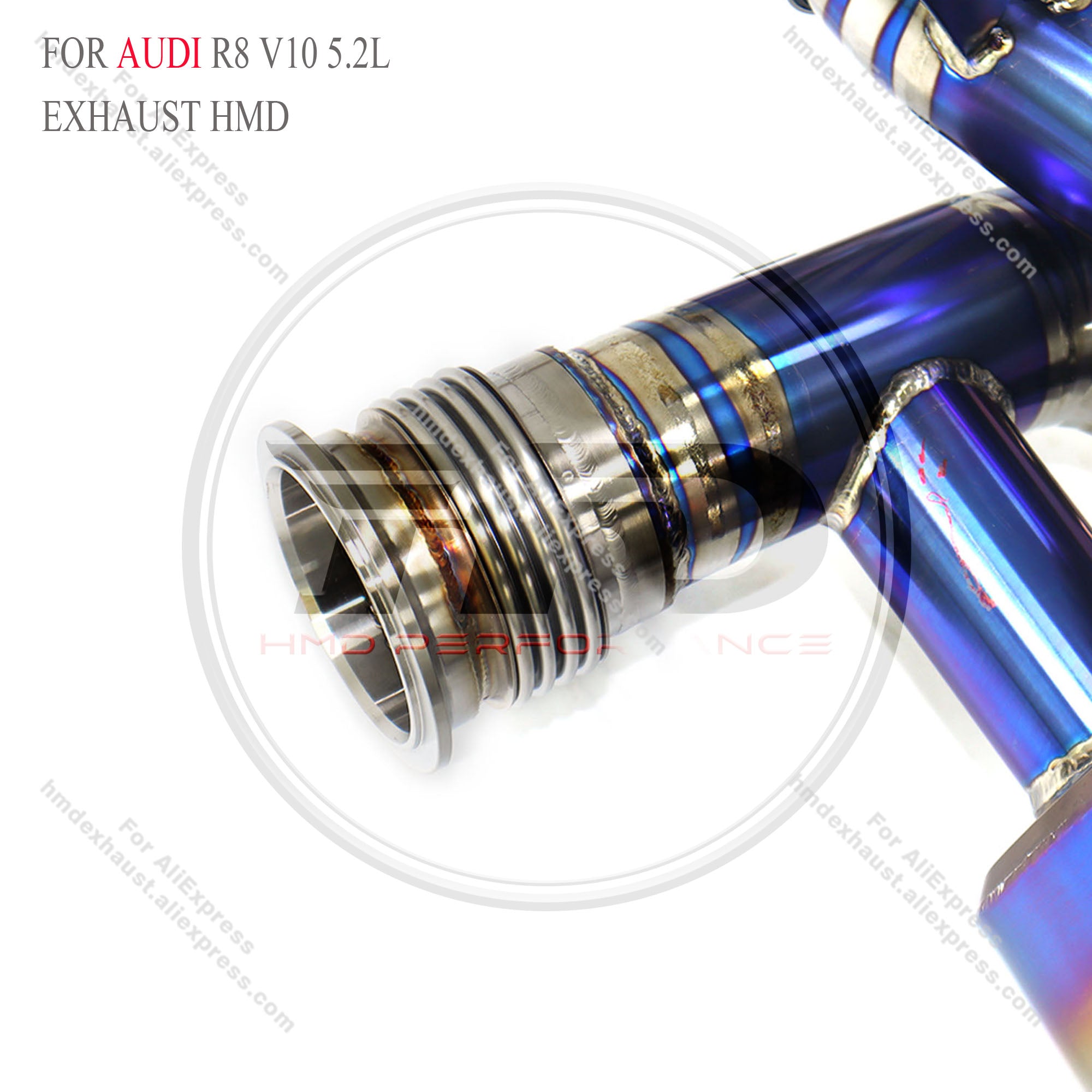 Audi R8 V10 5.2L Catback with X pipe Titanium Valved Sport Exhaust System  Dual‑side single outlet