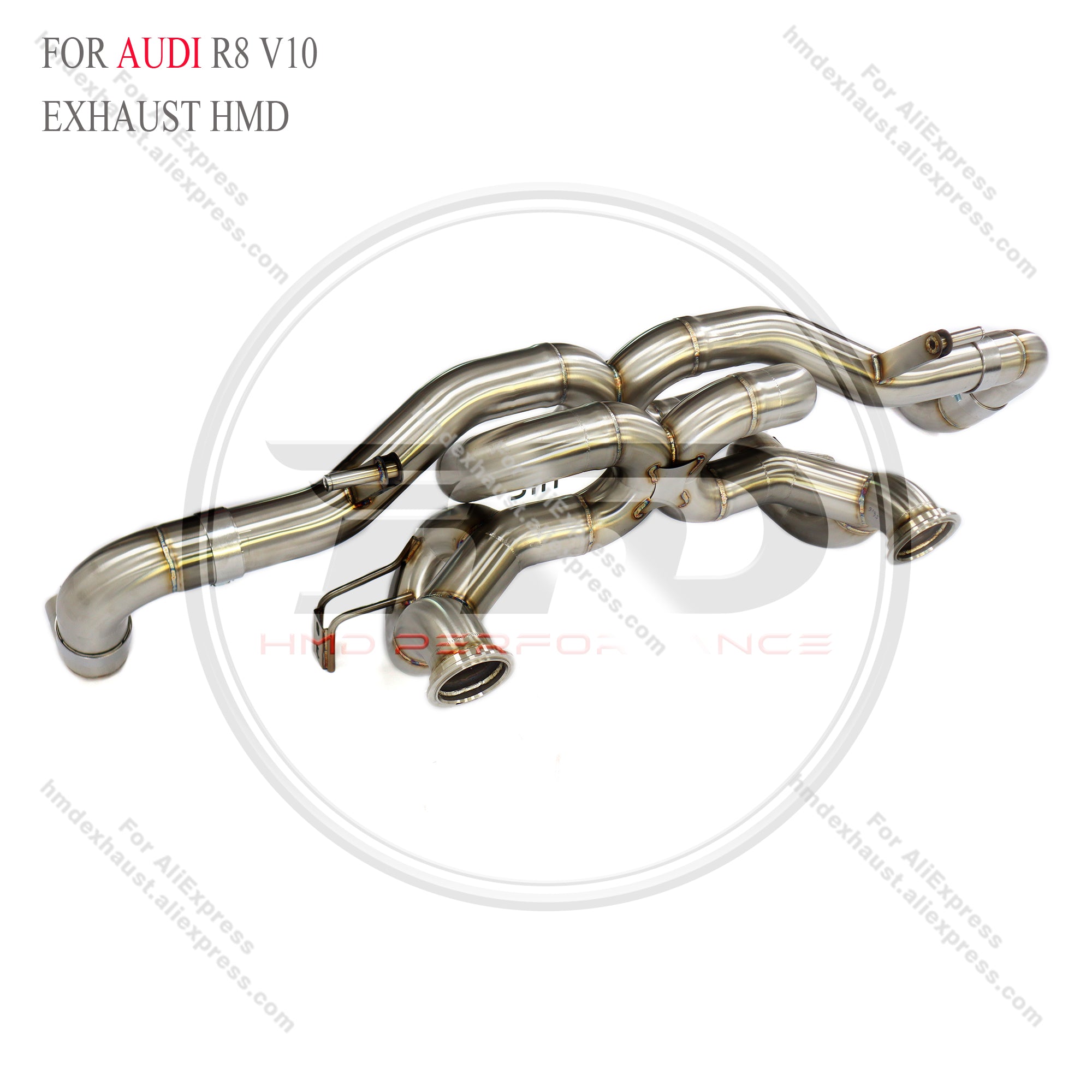 Audi R8 V10 5.2L Straight Catback Dual X-pipe High Flow Exhaust System 3in
