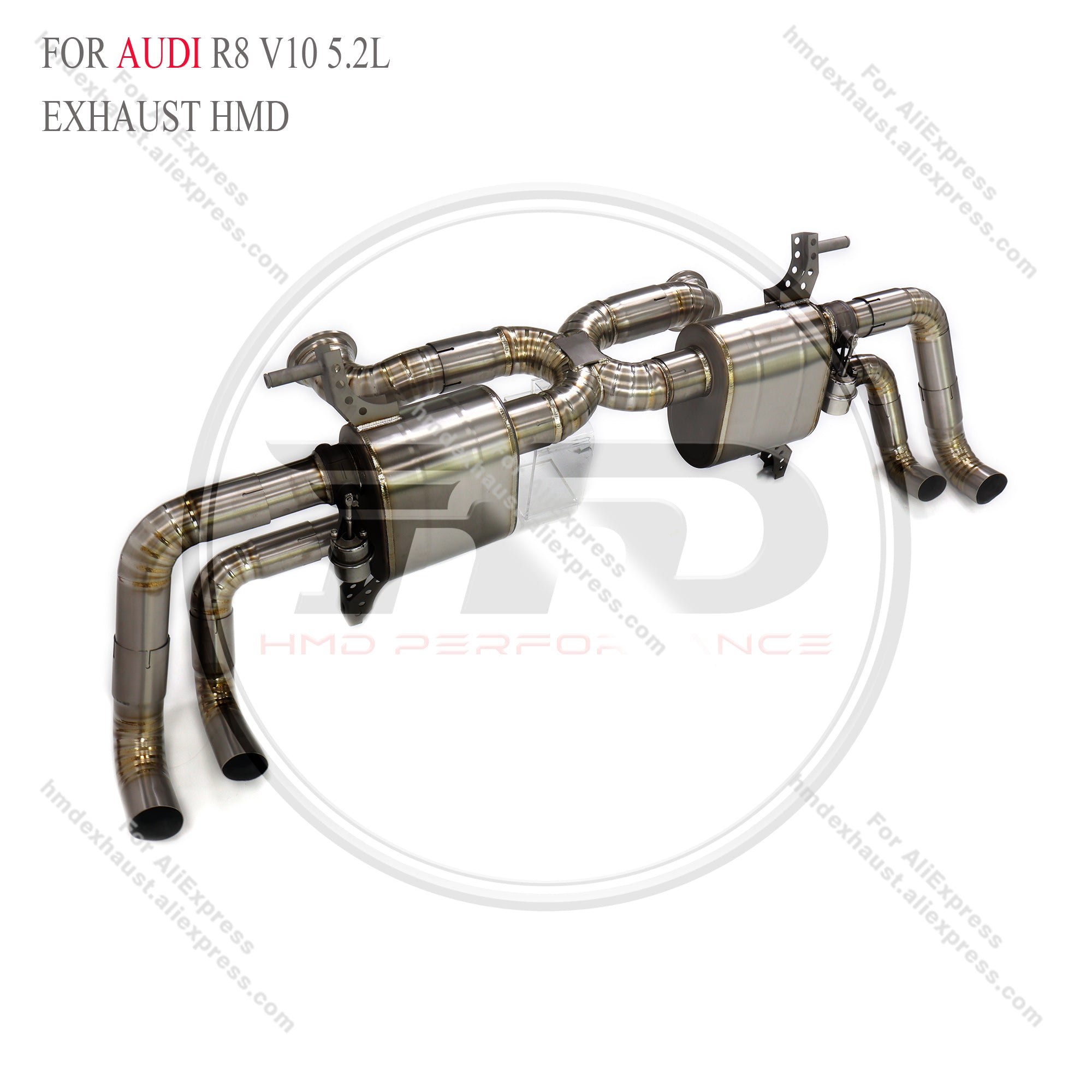 Audi R8 V10 5.2L catback Titanium Valved X pipe Sport Exhaust System  2.75in
