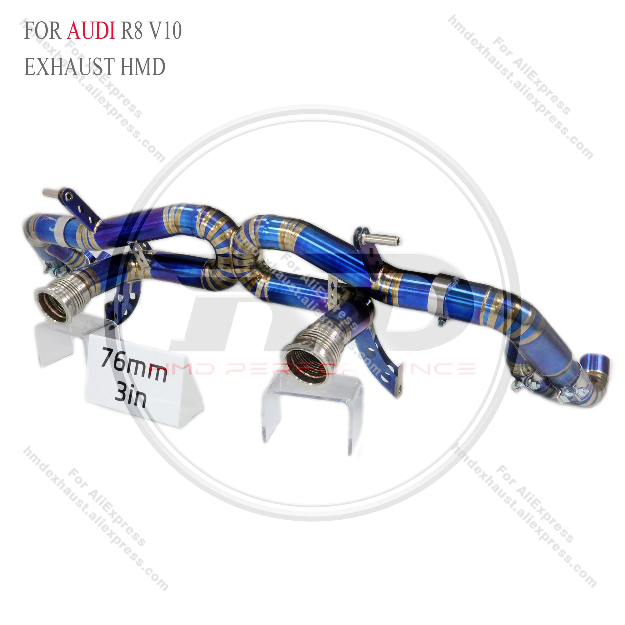 Audi R8 V10 Straight Catback with X pipe Titanium Racing Grade Exhaust System